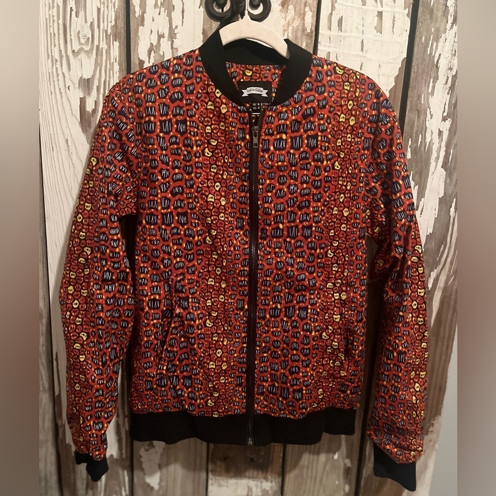 Cool in Colour bomber jacket multi leopard/cheeta orange blue yellow size 4